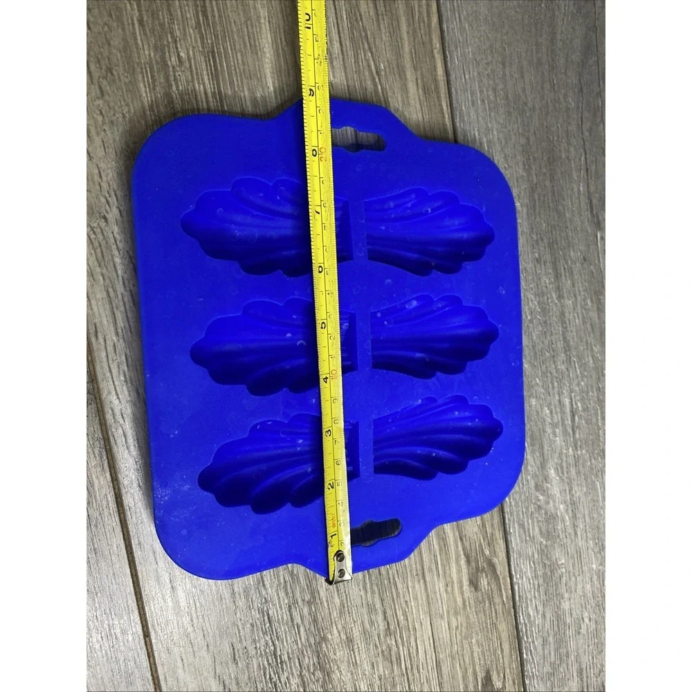 Blue Silicone Madeleine Pan‎ 6 Cavity Shell Shape Baking Mold Non-Stick Tray